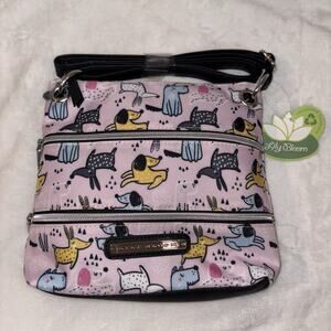 Lily Bloom Nylon Pink Dog Paws Lined Handbag Purse Puppy Crossbody NEW
